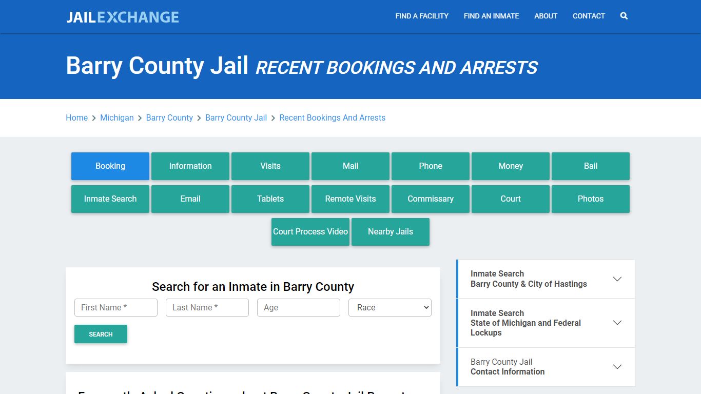 Barry County Jail Recent Bookings And Arrests - Jail Exchange